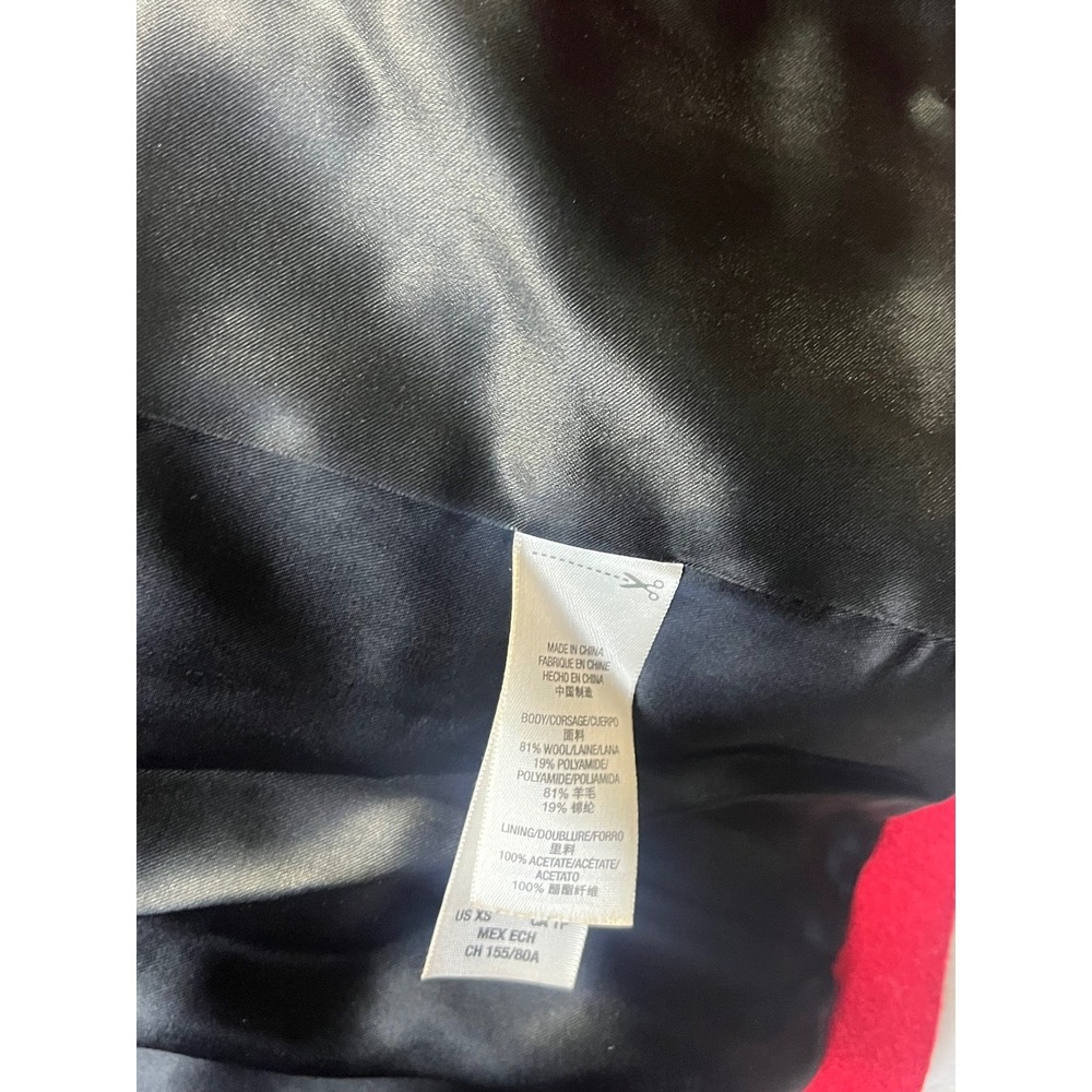 Juicy Couture Red Wool Blend Coat Womens XS Double Breasted Ruffle Hem - Picture 16 of 16